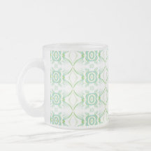 White and Pale Green Flower Pattern. Coffee Mugs