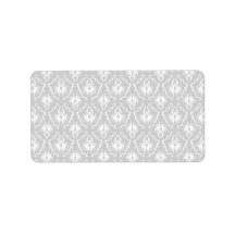 White and Pastel Gray Damask Design. Address Label