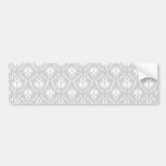 White and Pastel Gray Damask Design. Bumper Sticker