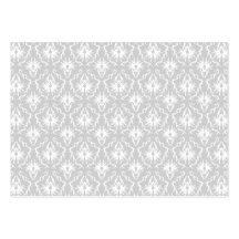 White and Pastel Gray Damask Design. Business Card