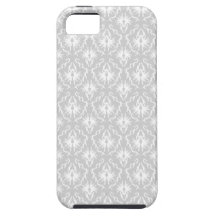 White and Pastel Gray Damask Design. iPhone 5 Cover