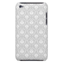White and Pastel Gray Damask Design. iPod Touch Cover