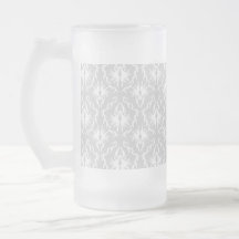 White and Pastel Gray Damask Design. Coffee Mug