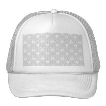 White and Pastel Gray Damask Design. Hat