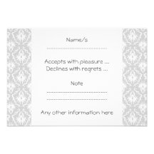 White and Pastel Gray Damask Design. Personalized Invitations