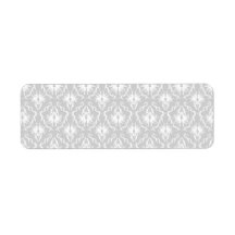 White and Pastel Gray Damask Design. Custom Return Address Labels