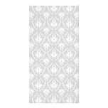 White and Pastel Gray Damask Design. Photo Greeting Card