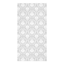 White and Pastel Gray Damask Design. Photo Greeting Card