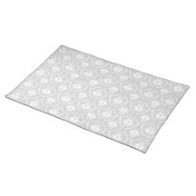 White and Pastel Gray Damask Design. Place Mats
