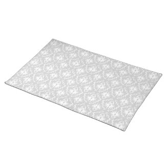 White and Pastel Gray Damask Design. Place Mats