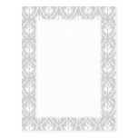 White and Pastel Gray Damask Design. Postcards