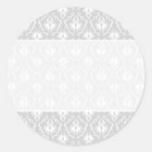 White and Pastel Gray Damask Design. Sticker