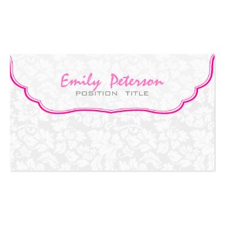 White And Pink Floral Damasks Double-Sided Standard Business Cards (Pack Of 100)