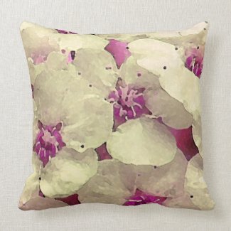 White and Pink Floral Throw Pillow