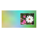 White and pink flowers. photo card template