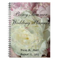 White and Pink Peonies Summer Wedding Planner notebooks