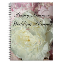 White and Pink Peonies Summer Wedding Planner notebooks