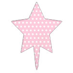 White and Pink Polka Dots Pattern. Star Cake Topper