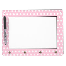 White and Pink Polka Dots Pattern. Dry Erase Board