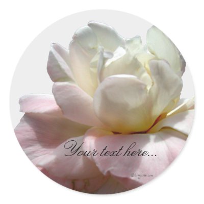 White and Pink Rose Wedding Invitations Seals Stickers by naturalilly