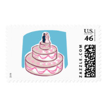 White and Pink Wedding Cake postage
