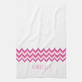 White And Pink Zigzag Chevron Towel