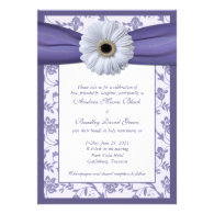 White and Purple Floral Damask Wedding Invitation