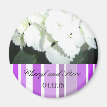 White and Purple Save the Date Refrigerator Magnet