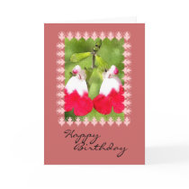 White and Red Bleeding Hearts, Birthday Greeting Card