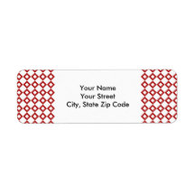 White and Red Diamond Pattern return address label