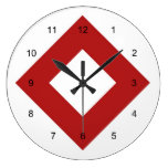 White and Red Diamond Pattern Wall Clocks