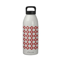 White and Red Diamond Pattern water bottles