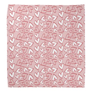 White and Red Hearts Bandana Bandana