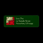 White and Red Poinsettias Return Address Label