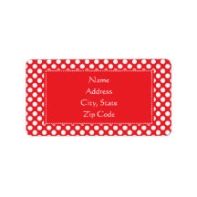 White and Red Polka Dot Labels