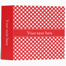 White and Red Polka Dot Vinyl Binders