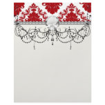 white and red romance damask design customized letterhead
