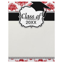 white and red romance damask pattern graduation letterhead template