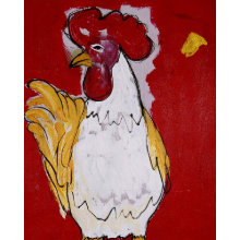 WHITE AND RED ROOSTER mousepad