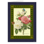 White and Red Roses Botanical Art Card White and Red Roses Botanical Art Card