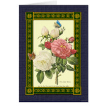 White and Red Roses Botanical Art Card by thegardenpages White and Red Roses Botanical Art Card