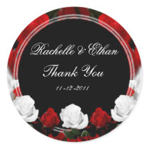 White and Red Roses Thank you Wedding Sticker 2