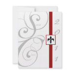 White and Red Scroll Ribbon Graduation Custom Invitations