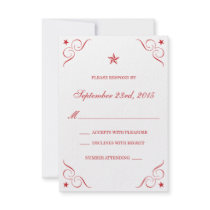 White and Red Texas Lone Star Wedding RSVP cards Invitations
