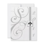 White and Silver Scroll Ribbon Graduation Personalized Announcements