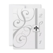 White and Silver Scroll Ribbon Graduation Personalized Announcements