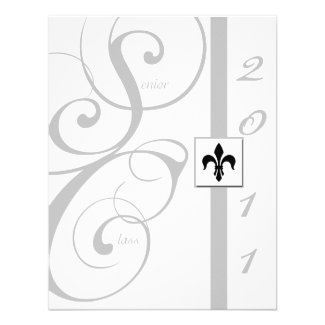 White and Silver Scroll Ribbon Graduation Personalized Announcements