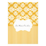 White and Sunflower Damask Wedding Invitation