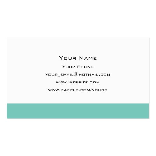 White and Turquoise Minimalist Business Card (back side)
