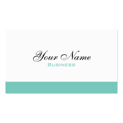 White and Turquoise Minimalist Business Card (front side)